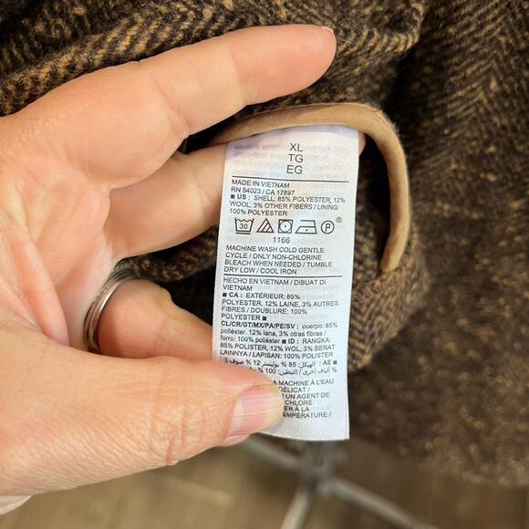 Old Navy Oversized Blazer Herringbone Wool Blend Brown Size XL - Picture 8 of 8